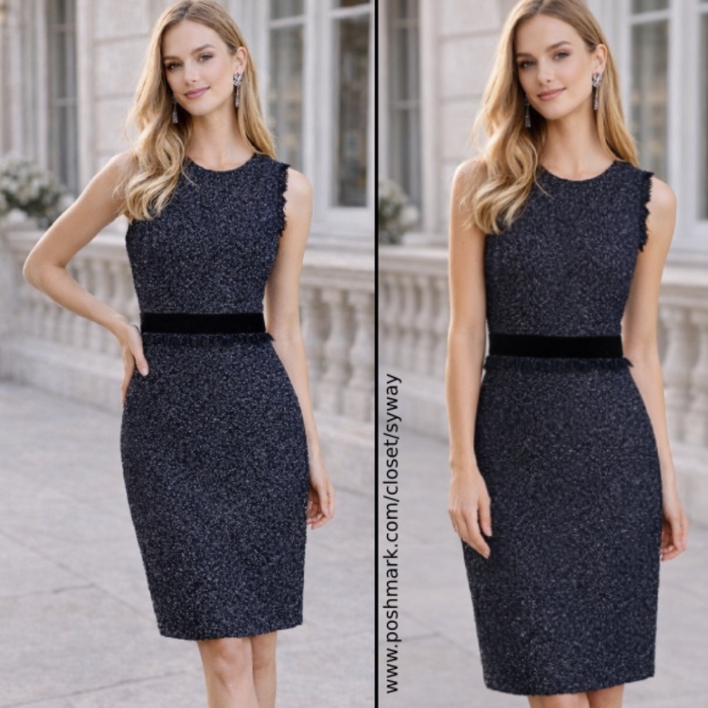 J Crew Sparkle Tweed Dress In Midnight Navy Multi